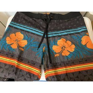 Burnside Men's Board Swim Surf Shorts Sz 34 MultiColor Orange Blue